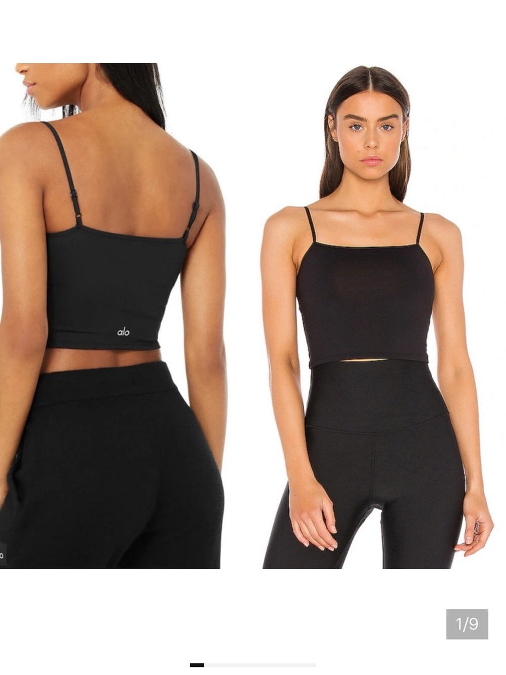 ALO Yoga Black Square-Neck Cropped tank
